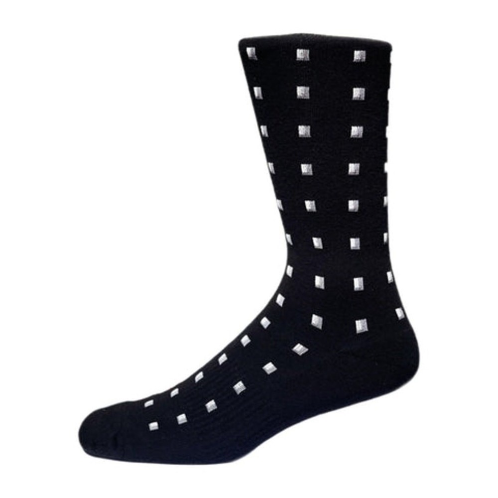 Black Crew Cotton Pattern Socks Mens LARGE Alchester Clayton Dress Luxury NEW